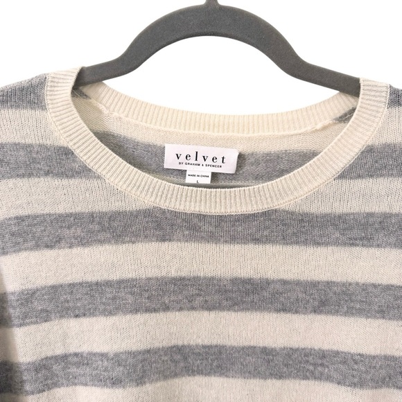 Velvet by Graham & Spencer Rylan Stripe Wool Cashmere Sweater Size Large - Picture 7 of 12
